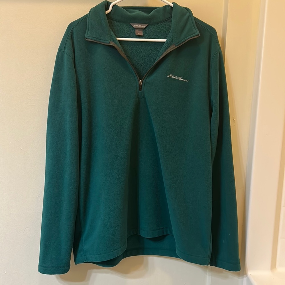 Eddie Bauer mens green fleece quarter zip